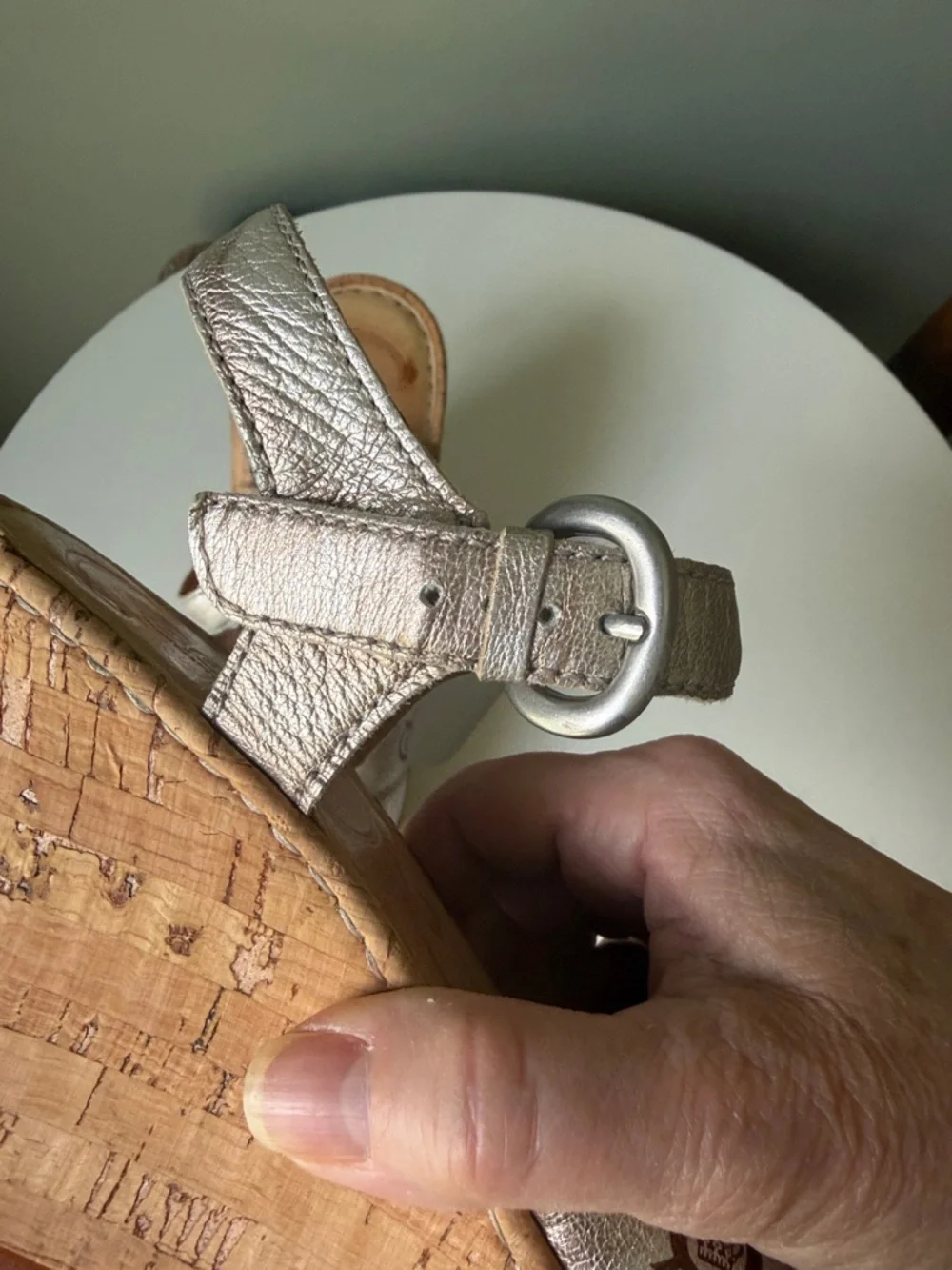 Born Metallic Leather Issa Sandals Cork Wedge Platform Sandals Heels 8/39
